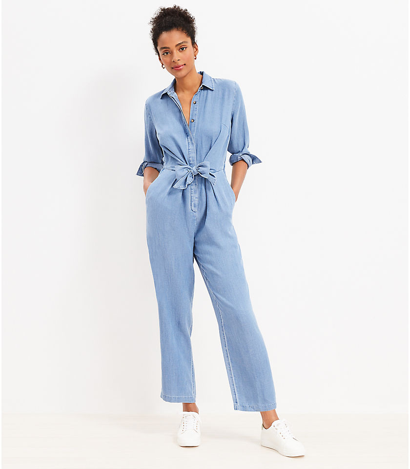 Chambray Tie Front Jumpsuit