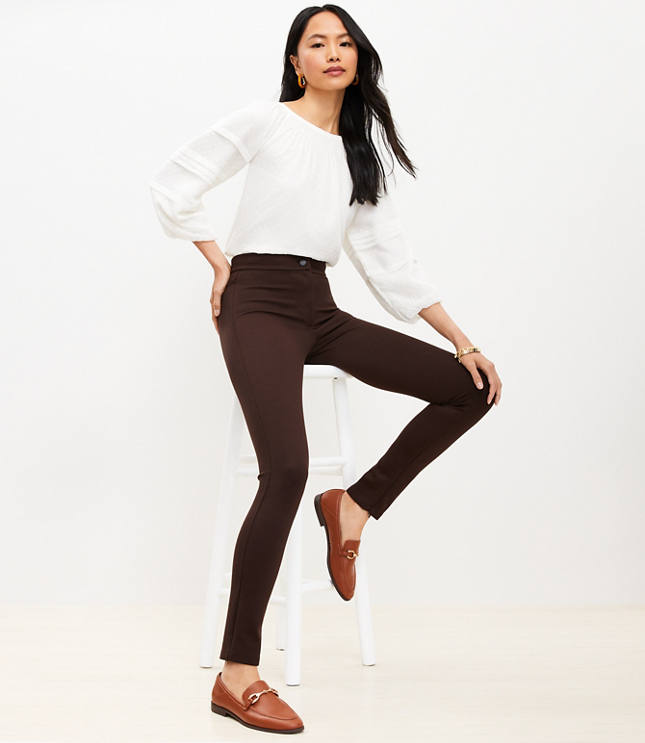 Ankle Zip Ponte Leggings - Iced Espresso