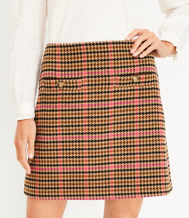 Plaid Welt Pocket Skirt