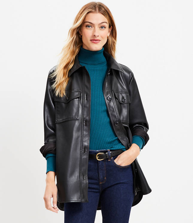 Faux Leather Shacket