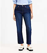 Petite Curvy High Rise Straight Jeans in Clean Dark Wash carousel Product Image 1