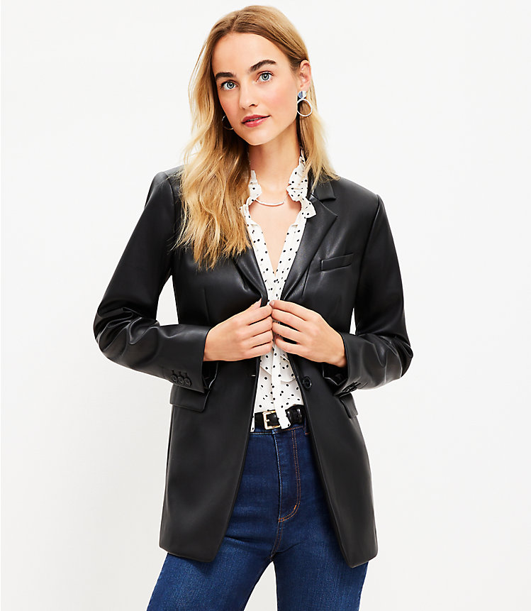 Faux Leather Modern Blazer image number 0
