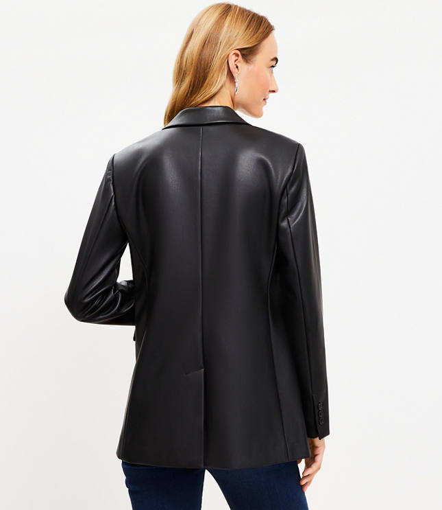 Faux Leather Modern Blazer