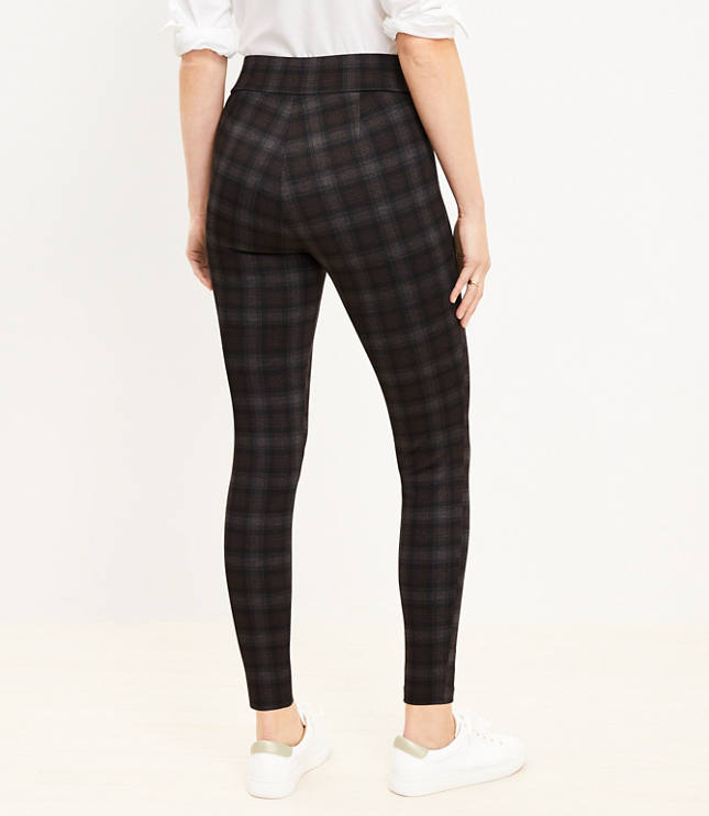 J Jill Brown Black Plaid Pull On Ponte Leggings Size Small