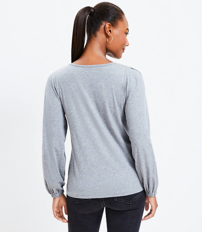 Vintage Lace Trim Deep V-neck Long Sleeve Tee