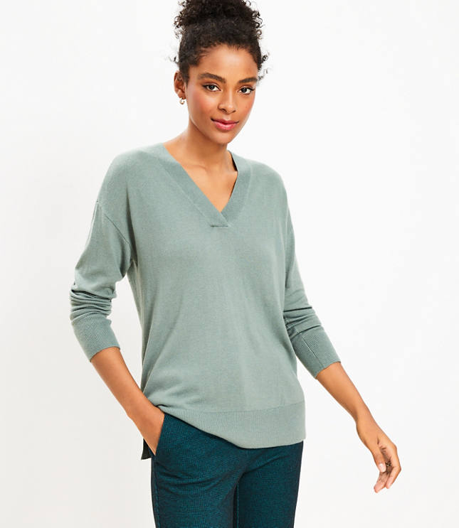 V neck green outlet sweater