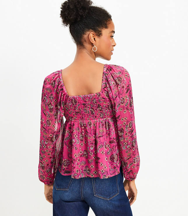 Shimmer Stripe Floral Halter Blouse