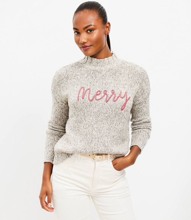 Loft Lou & Grey Star Stripe Mock Neck Sweater