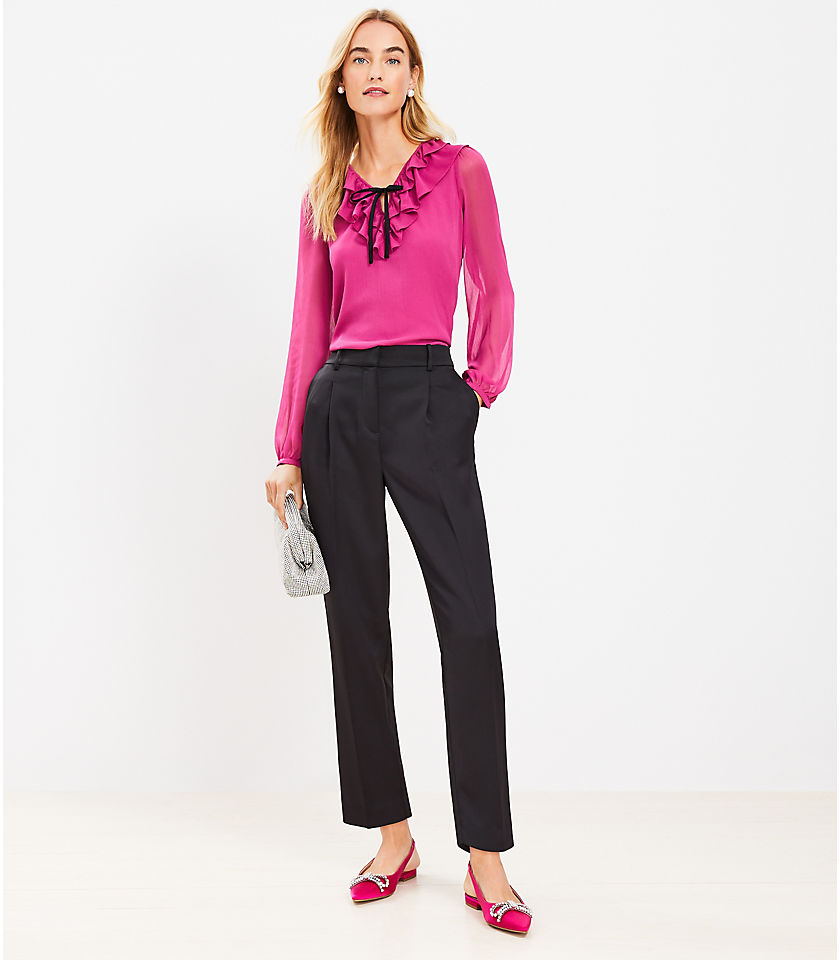 Pleated Tapered Pants in Satin