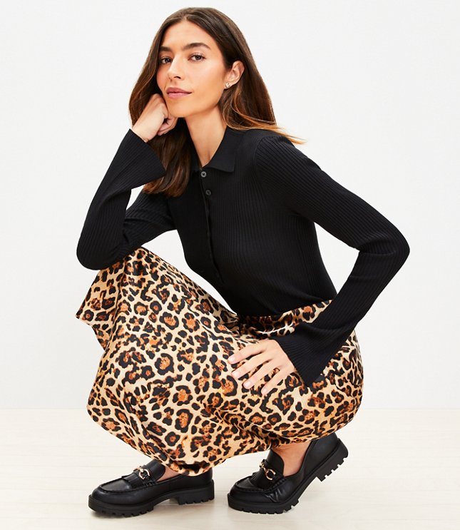 Petite Leopard Print Turtleneck Tunic Sweater - Perfect Camel