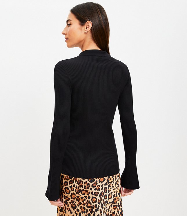 Petite Ribbed Polo Sweater