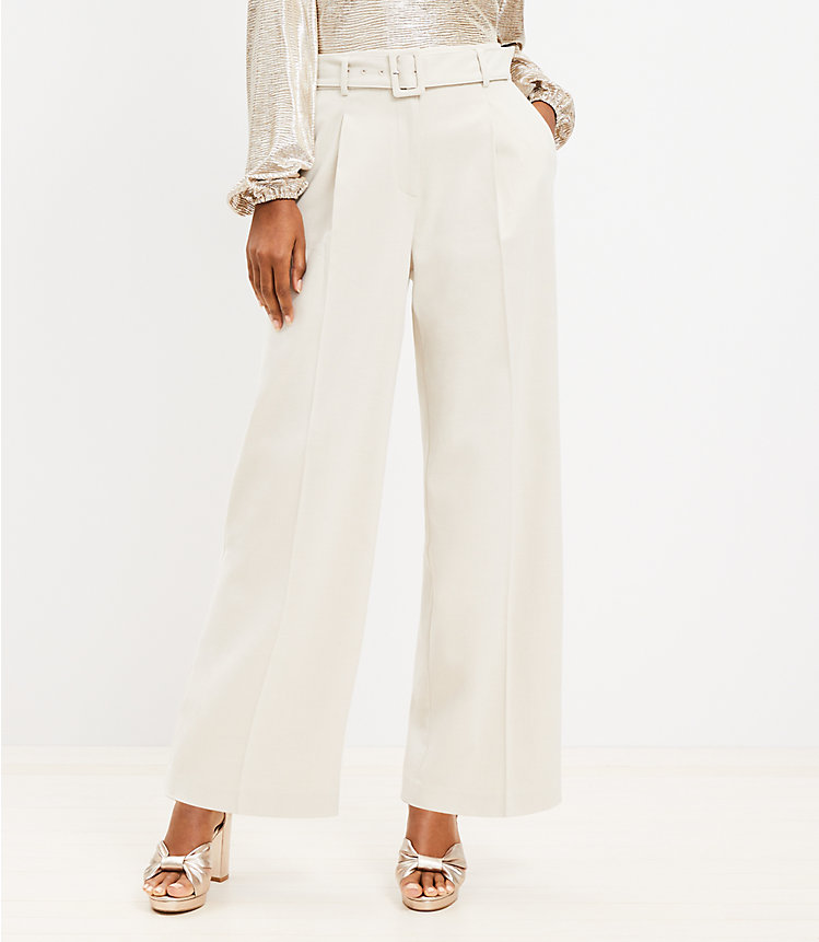 Belted Wide Leg Pants in Heathered Brushed Flannel image number 2