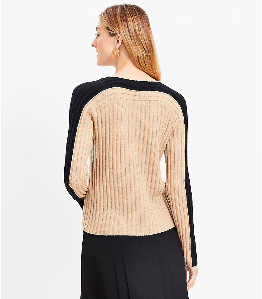 Petite Ribbed Contrast Back Sweater