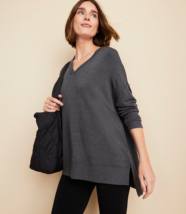 Lou & Grey Ribtrim Signaturesoft V-Neck Tunic Top
