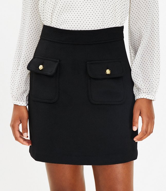 Button Pocket Shift Skirt
