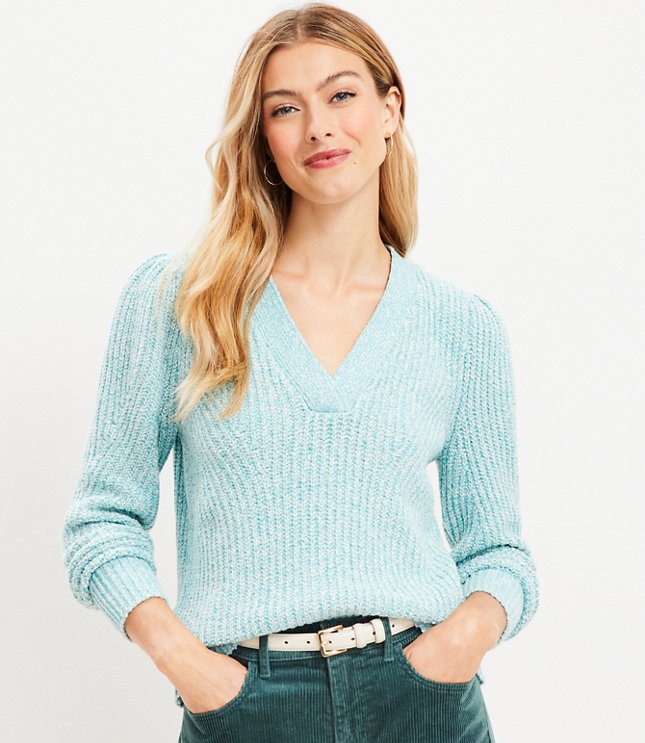 Loft Outlet Sweater Womens Medium Petite Beige V Neck Designer Preppy