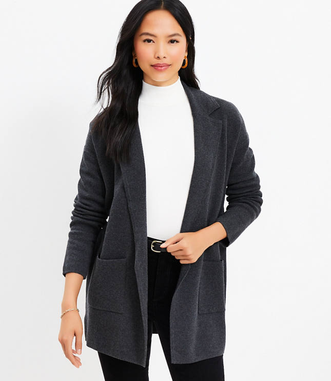 Loft Petite Ribbed Relaxed Open Sweater Blazer