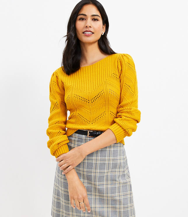 Petite Geo Pointelle Sweater