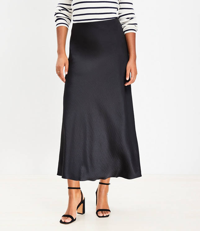 Satin Bias Midi Skirt