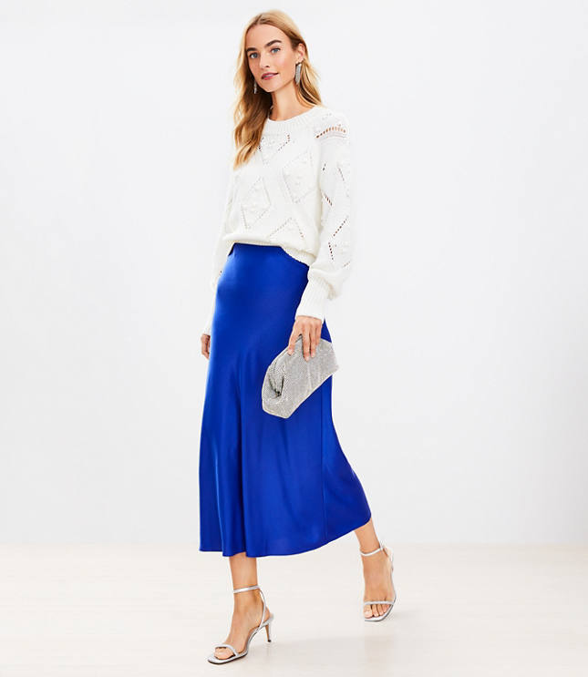 Satin bias 2024 midi skirt