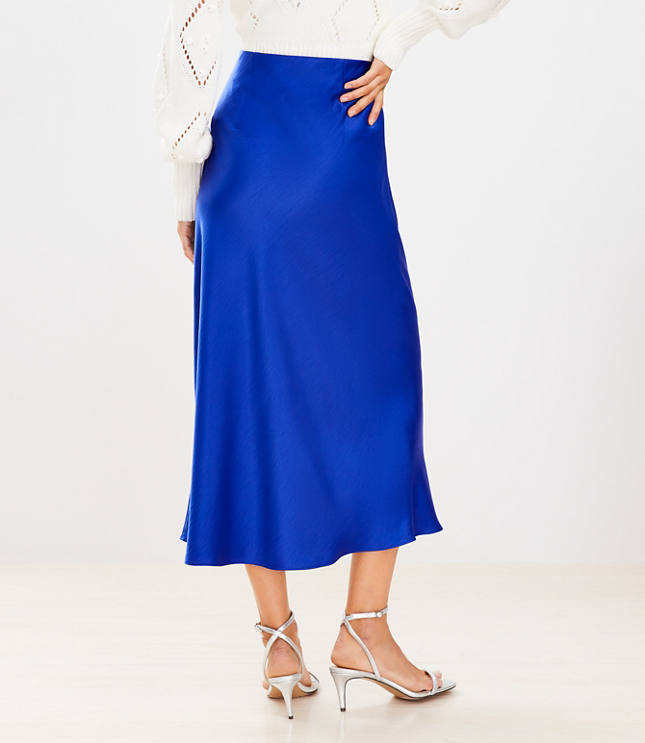 Satin bias midi skirt navy sale