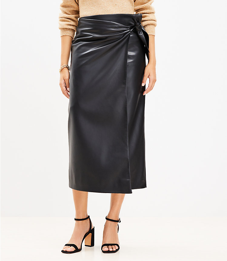 Faux Leather Wrap Skirt image number 1