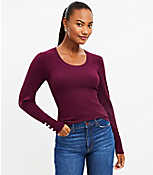 Pearlized Cuff Ribbed Puff Sleeve Sweater carousel Product Image 1