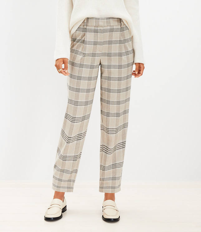 PLEATED WIDE PANTS (CHECKED)