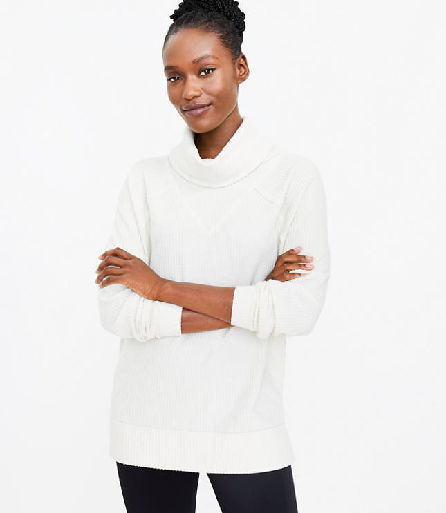 LOFT Lou & Grey Contrast Side Zip Wafflestitch Turtleneck Sweater -  ShopStyle