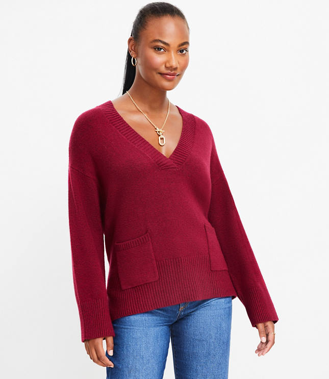 Petite v 2025 neck sweater