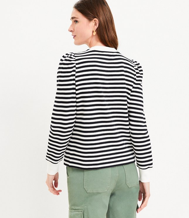 Striped Henley Sweatshirt
