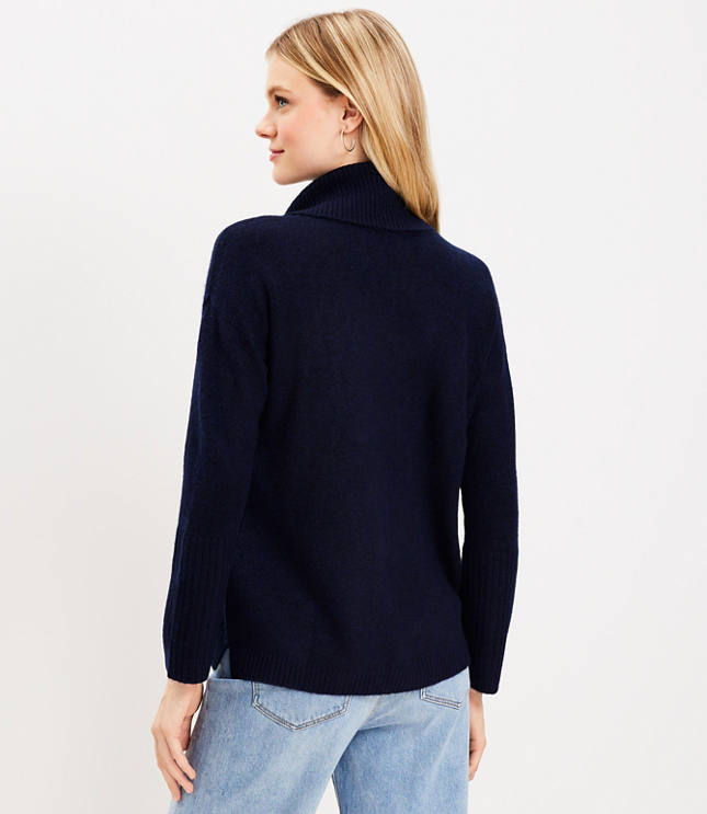 Ribbed Turtleneck Tunic Sweater