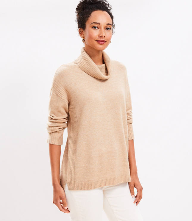 Womens Sweaters Pullover Stacked Cowl Neck Long Sleeve Ribbed Knit Tunic  Tops to Wear with Leggings 