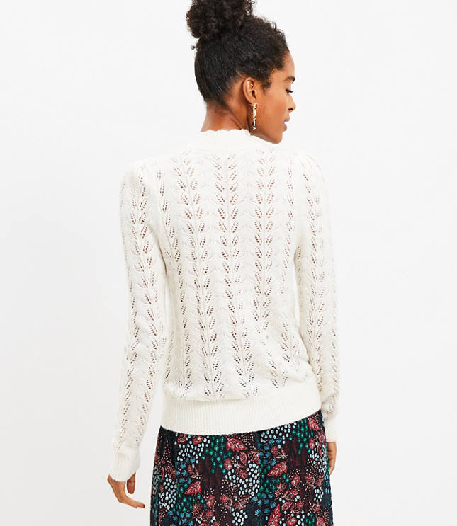 Pointelle Puff Sleeve Sweater