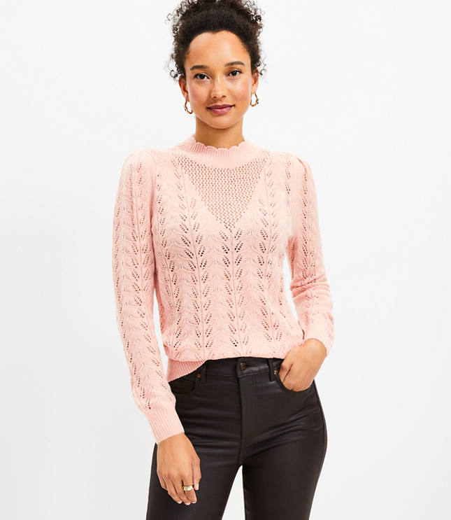 Puff Sleeve Pointelle Sweater