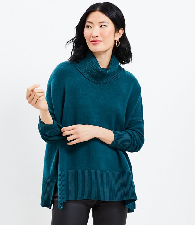 Petite Turtleneck Poncho Sweater