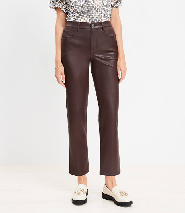 Petite Chocolate Faux Leather Pants