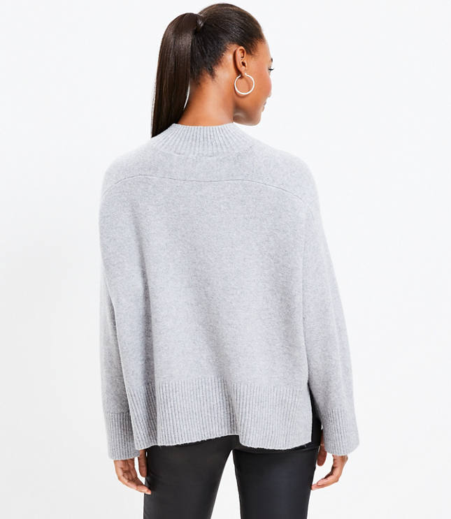 Petite Mock Neck Poncho Sweater