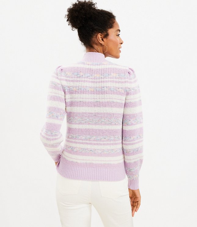 Petite Spacedye Striped Mock Neck Sweater