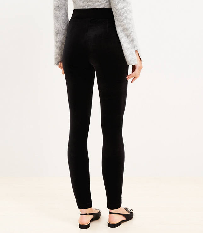 High Waisted Velvet Leggings Black