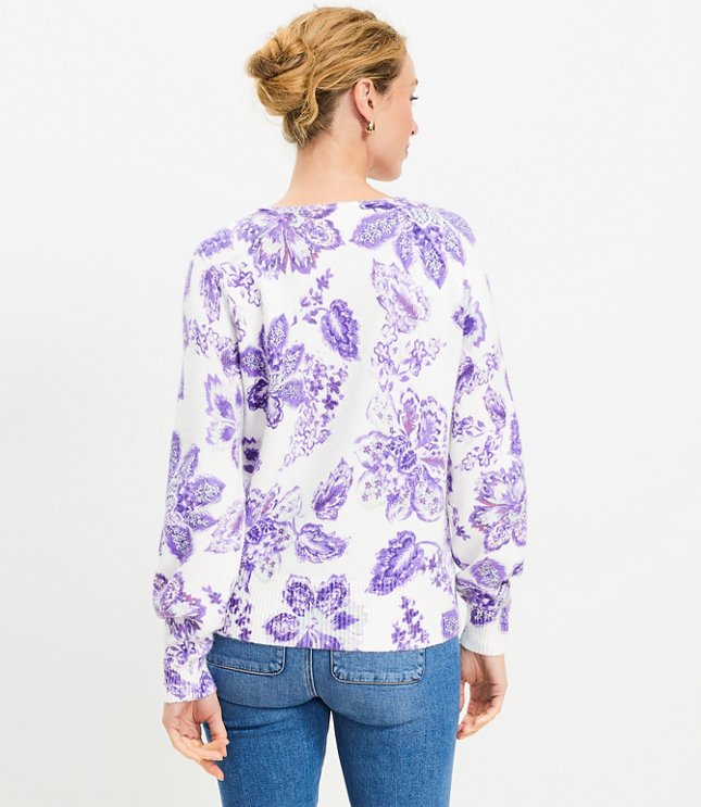 Floral V-Neck Sweater