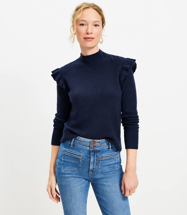 Waitlist 3/4 ♥ Alexandra Mock Neck Pointelle Knit Sweater Top Mauve – Miss  Match Group Inc.