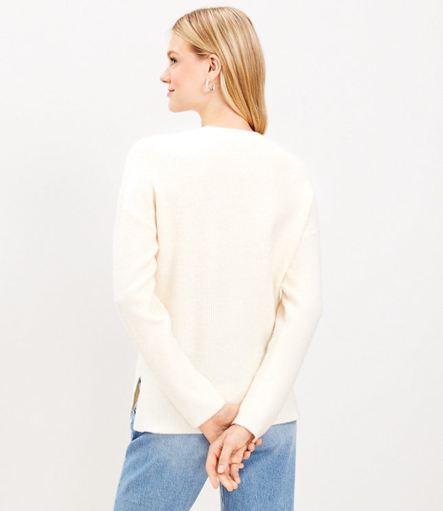 Soft Knit V-Neck Twist Back Pullover