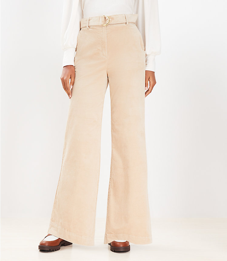 Belted Wide Leg Pants in Corduroy image number 0