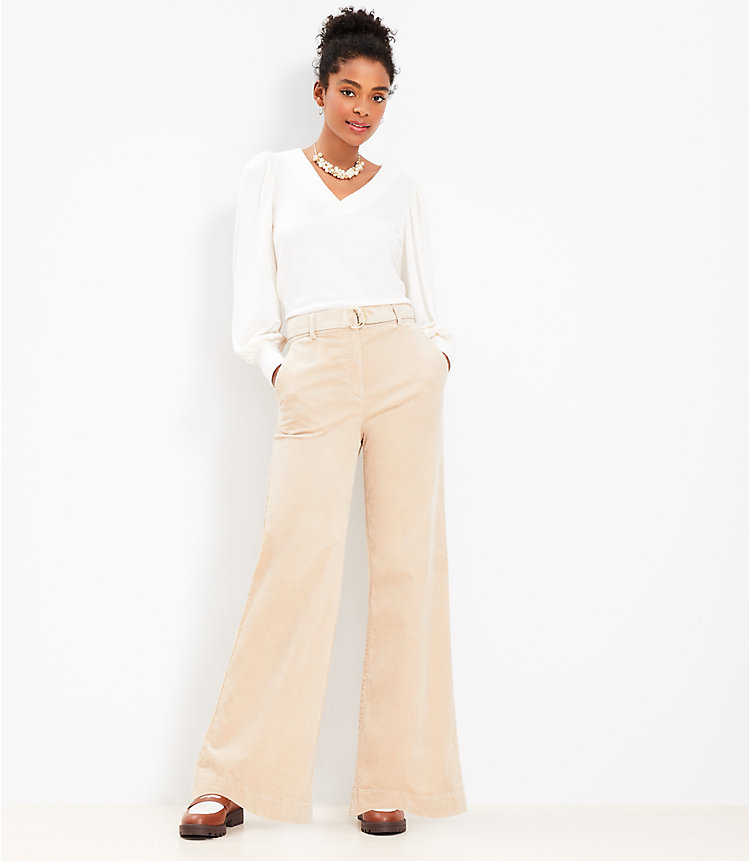 Belted Wide Leg Pants in Corduroy image number 1