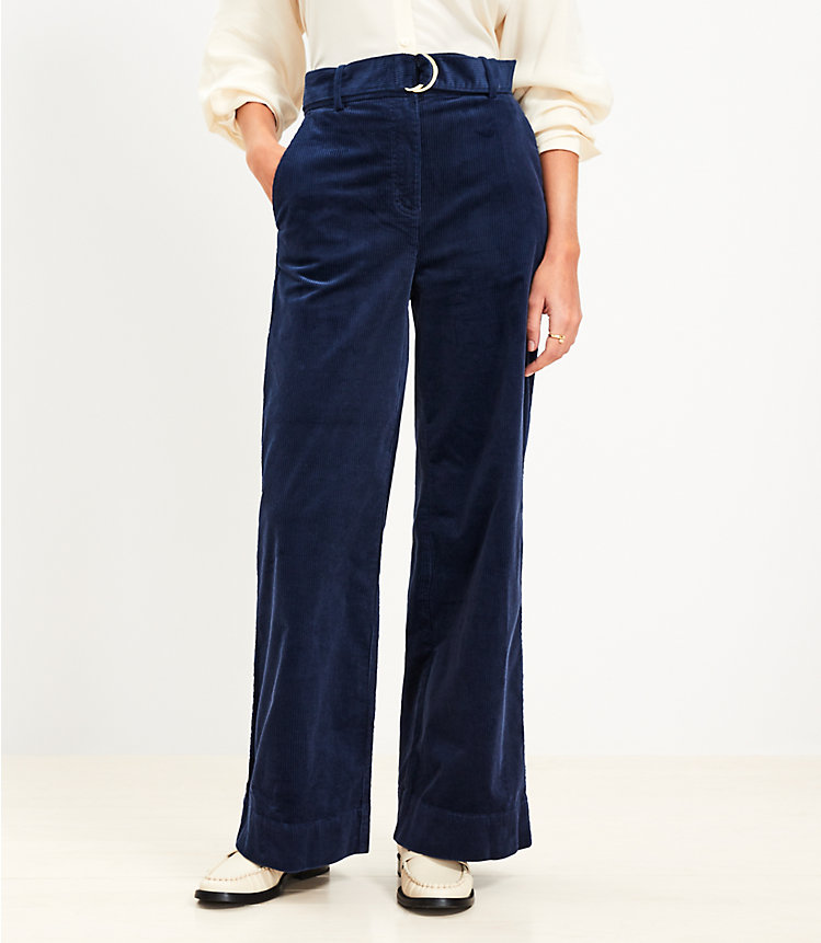 Belted Wide Leg Pants in Corduroy image number null