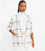 Petite Plaid Relaxed Pocket Sweater Blazer carousel Product Image 1