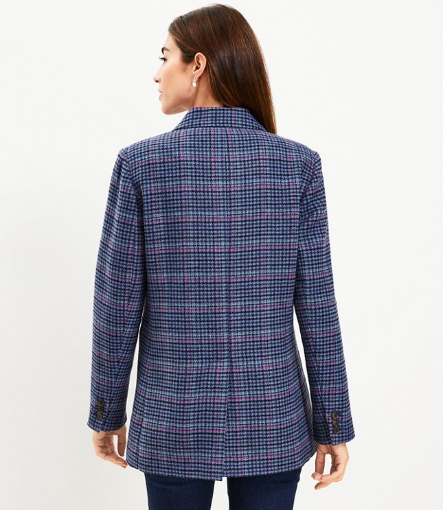 Houndstooth Structured Double Breasted Blazer