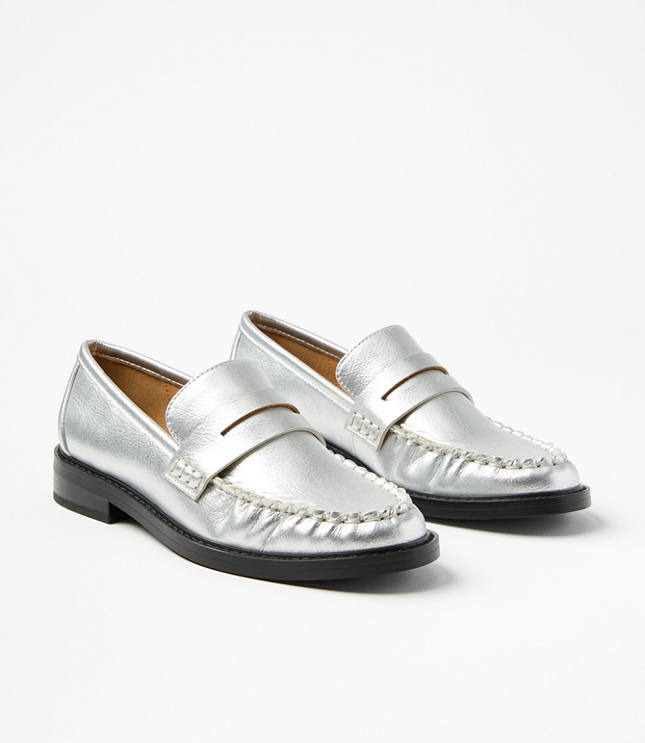 Metallic Modern Penny Loafers