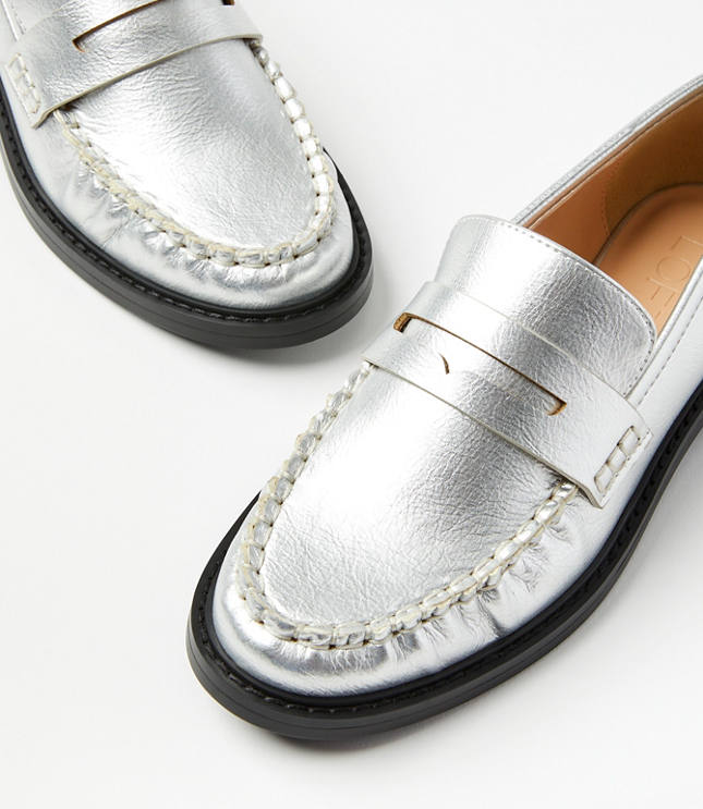 Metallic Modern Penny Loafers